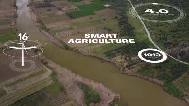 Smart Digital Agriculture Technology Futuristic Sensor Data Collection Management Artificial — Video