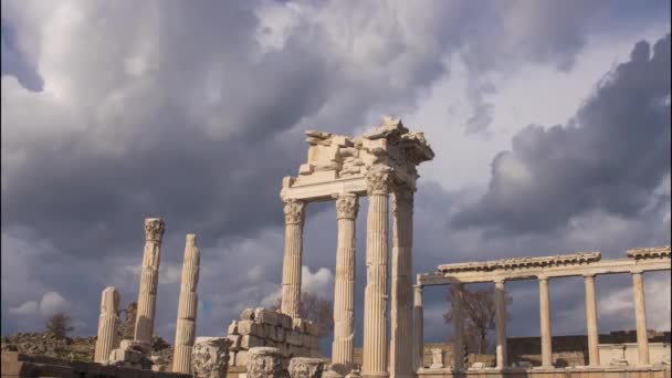 Time Lapse Acropolis Pergamon Ancient City Ruins Bergama Izmir Turkey — ストック動画