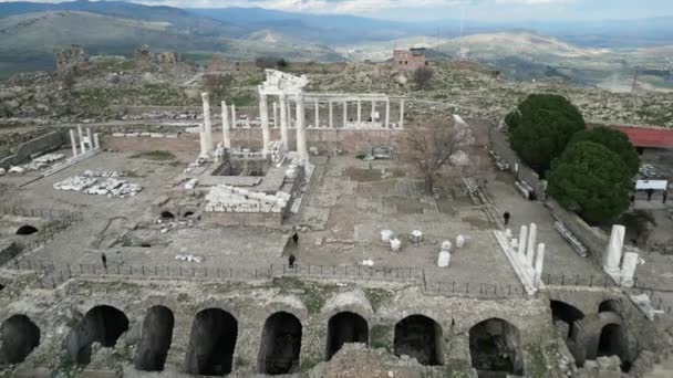 Acropolis Pergamon Ancient City Ruins Bergama Izmir Turkey High Quality — Vídeos de Stock
