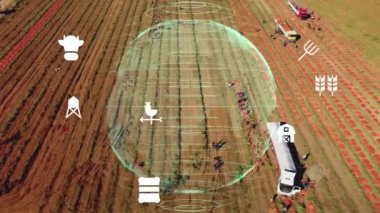 Tarım teknolojisi konsepti. Tarım teknisyeni. Çevre teknolojisi. Sürdürülebilir Kalkınma Hedefleri, Yüksek kalite 4k görüntü