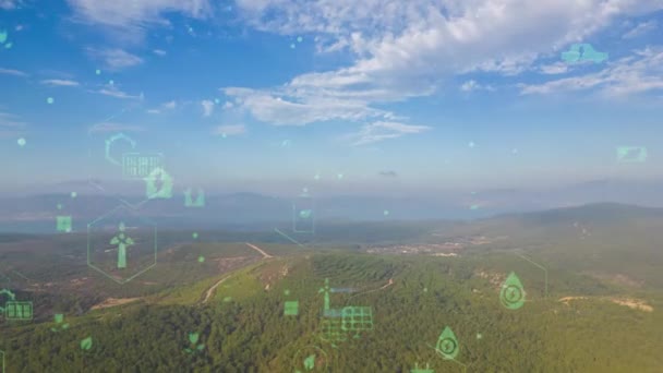 Yeşil Orman Hava Manzarası Çevresel Teknoloji Kavramı Yeşil Teknoloji Ekoloji — Stok video
