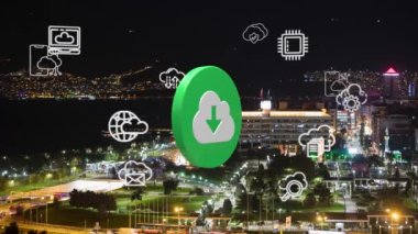 Bulut hesaplama konsepti. İletişim ağı. Yüksek kalite 4k görüntü