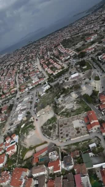 Aerial View Alacati Windmills Izmir High Quality Footage — Stockvideo