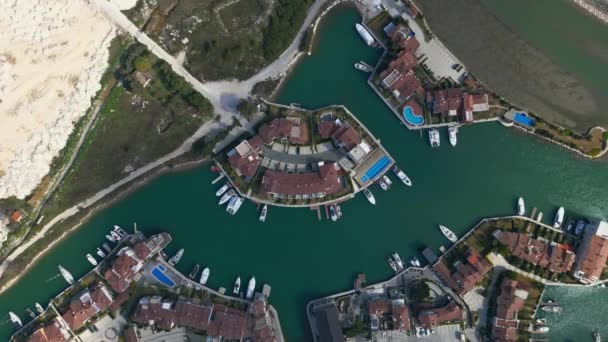Aerial View Marina Yacht Club Turkey Alacati Port High Quality — Video Stock