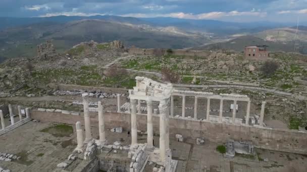 Acropolis Which Means Upper Town Has Most Important Remains Pergamon — 图库视频影像