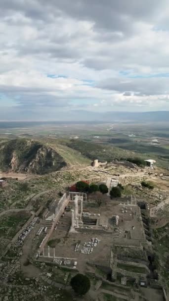 Akropol Oznacza Górne Miasto Posiada Najważniejsze Pozostałości Starożytnego Miasta Pergamon — Wideo stockowe