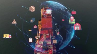 Lojistik ve teknoloji konsepti. Bazı şeylerin interneti. İletişim ağı. Yüksek kalite 4k görüntü