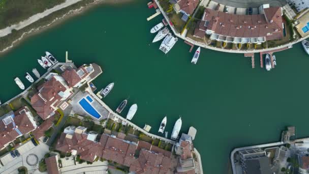 Aerial View Marina Yacht Club Turkey Alacati Port High Quality — Stockvideo