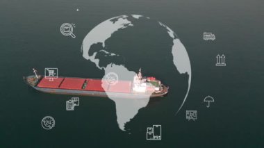 Lojistik ve teknoloji konsepti. Bazı şeylerin interneti. İletişim ağı. Yüksek kalite 4k görüntü
