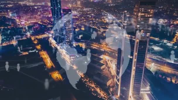 Koncepcja Inteligentnego Miasta Sieci Komunikacyjnej Lpwa Niska Moc Szerokie Łączność — Wideo stockowe