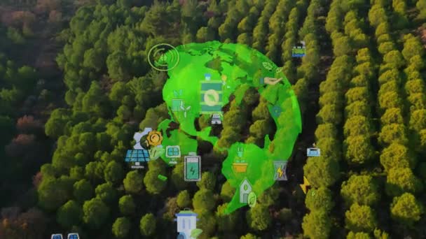 Vista Aerea Foresta Verde Concetto Tecnologia Ambientale Tecnologia Verde Ecologia — Video Stock