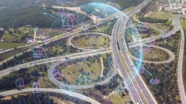 Modern ulaşım ve iletişim ağı kavramı. Yüksek kalite 4k görüntü