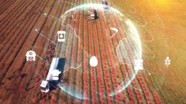 Tarım teknolojisi konsepti. Tarım teknisyeni. Çevre teknolojisi. Sürdürülebilir Kalkınma Hedefleri, Yüksek kalite 4k görüntü