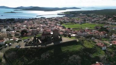 Balikesir Ayvalik ve Cunda adasının hava manzarası. Yüksek kalite 4k görüntü