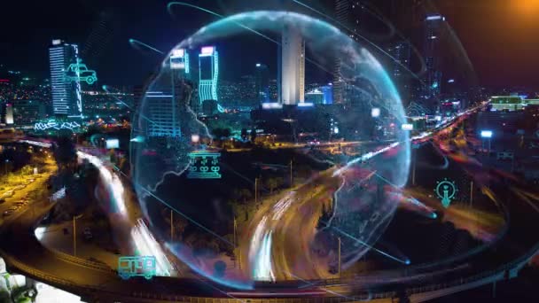 Infrastruktura Społeczna Technologie Komunikacyjne Iot Autonomiczny Transport Tak Wysokiej Jakości — Wideo stockowe