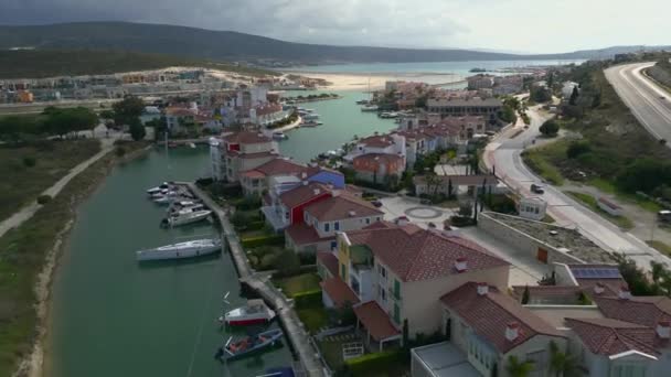 Воздушный Вид Яхт Клуба Марины Порту Алакати Высококачественные Кадры — стоковое видео