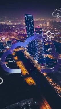 Siber güvenlik dijital verileri, internet teknolojisi ve yapay zeka kullanılarak büyük bulut verileri, 5g bağlantı veri analiz kavramı.