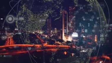 Smart city and communication network concept. 5G. IoT Internet of Things. Telecommunication. High quality 4k footage