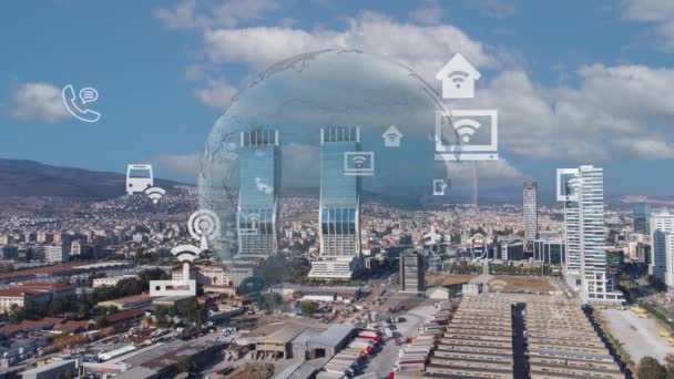 Koncept För Smarta Städer Och Kommunikationsnät Lpwa Låg Effekt Wide — Stockvideo