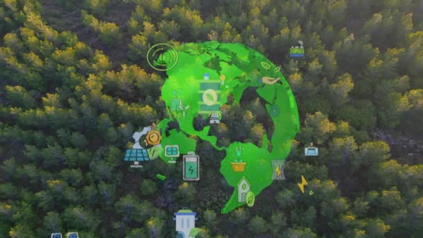 Vista Aérea Del Bosque Verde Concepto Tecnología Ambiental Tecnología Verde — Vídeo de stock