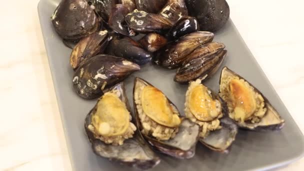 Γεμιστά Μύδια Midye Dolma Θάλασσα Τροφίμων Υψηλής Ποιότητας Πλάνα — Αρχείο Βίντεο