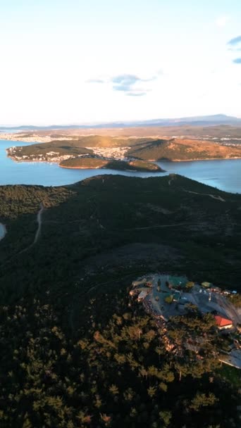 Aerial View Ayvalik Devils Table Hill Seytan Sofrasi Turkish Ayvalik — Stock Video