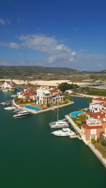 Aerial View Marina Yacht Club Turkey Alacati Port High Quality — 비디오