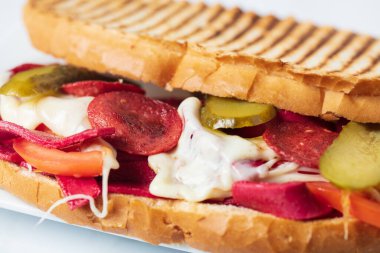 Geleneksel Türk tost sandviçi Ayvalik tostu servis ediliyor. Yüksek kalite fotoğraf