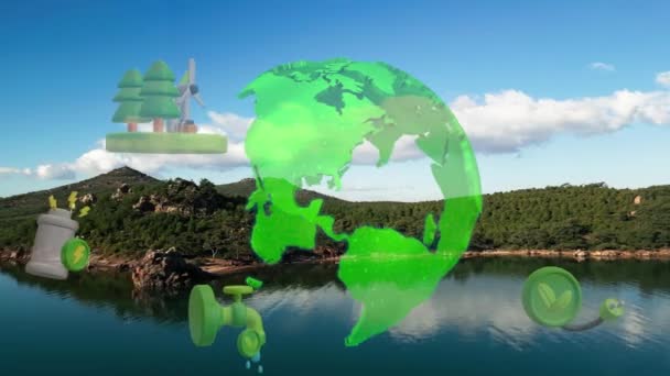 Концепция Охраны Окружающей Среды Возобновляемая Энергия Цели Устойчивого Развития Высококачественные — стоковое видео