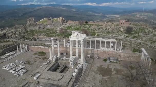 Acropolis Pergamon Ancient City Ruins Bergama Izmir Turkey High Quality — Vídeo de Stock