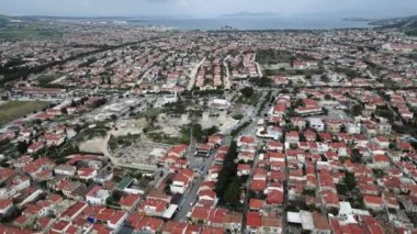 4K Aerial view of Alacati Windmills izmir. High quality 4k footage