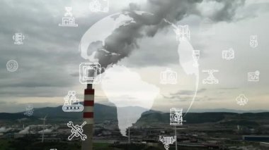 Endüstriyel teknoloji. İletişim ağı. Endüstriyel 4.0. Fabrika otomasyonu. Yüksek kalite 4k görüntü
