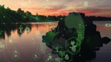 Gelecekteki çevresel koruma ve sürdürülebilir ESG modernizasyon gelişimi yenilenebilir kaynak teknolojisini kullanarak kirliliği ve karbon emisyonunu azaltmak. Yüksek kalite 4k görüntü