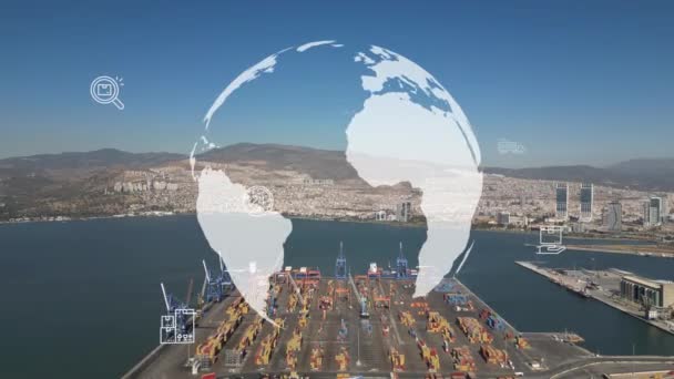 Logistica Aziendale Concetto Trasporto Vista Aerea Sul Porto Esportazione Importazione — Video Stock