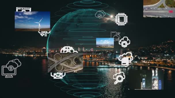 Ciudad Inteligente Ciberseguridad Datos Digitales Futurista Tecnología Internet Big Data — Vídeo de stock