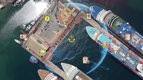 ドローンで上からクルーズ船 クルーズ休暇のコンセプト 高品質4K映像 — ストック動画