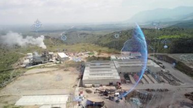 Endüstriyel teknoloji. İletişim ağı. Endüstriyel 4.0. Fabrika otomasyonu. Yüksek kalite 4k görüntü