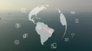 Lojistik ve teknoloji konsepti. Bazı şeylerin interneti. İletişim ağı. Yüksek kalite 4k görüntü