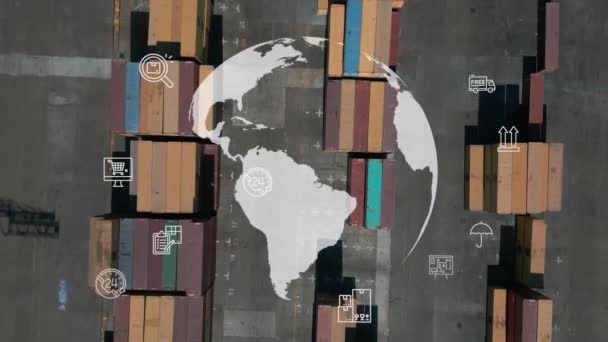 Logistisches Geschäfts Oder Transportkonzept Luftaufnahme Über Den Import Exporthafen Mit — Stockvideo