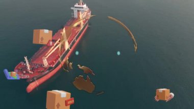 Lojistik ve teknoloji konsepti. Bazı şeylerin interneti. İletişim ağı. Yüksek kalite 4k görüntü