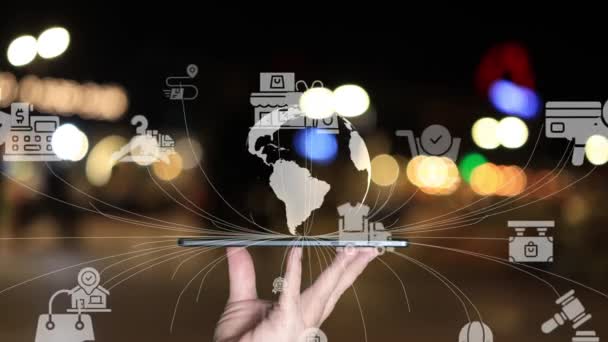 Omni Kanál Technologie Line Maloobchodní Obchodní Metody Multikanálový Marketing Platformě — Stock video