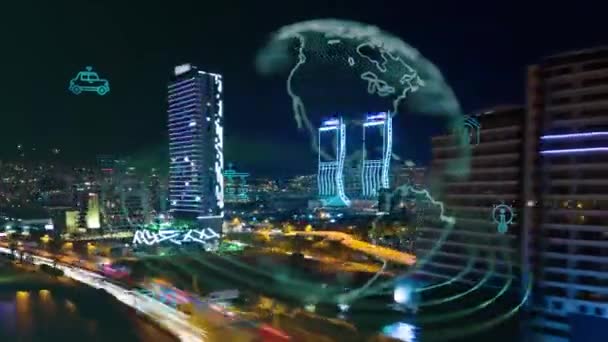 Sociální Infrastruktura Komunikační Technologie Iot Autonomní Doprava Vysoce Kvalitní Záběry — Stock video