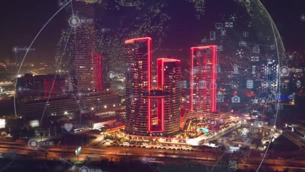 Розумне Місто Iot Інтернет Речей Ікт Цифрові Технології Футуристичні Управління — стокове відео
