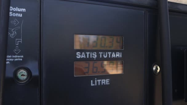 Digitale Teller Telt Teller Van Een Benzinepomp Stijgende Gasprijzen Turkije — Stockvideo