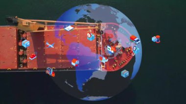 Lojistik ve teknoloji konsepti. Bazı şeylerin interneti. İletişim ağı. Yüksek kalite 4k görüntü