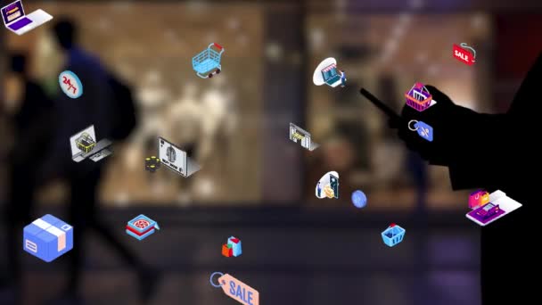 Технологія Онлайн Роздрібного Бізнесу Omni Channel Багатоканальний Маркетинг Платформі Соціальних — стокове відео