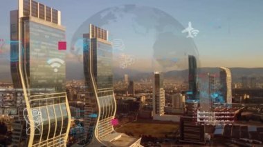 Akıllı şehir IOT interneti ICT dijital teknoloji fütüristik, otomasyon yönetimi akıllı dijital teknoloji VPN siber güvenlik enerjisi sürdürülebilir metaevren şehir sanal artırılmış. Yüksek