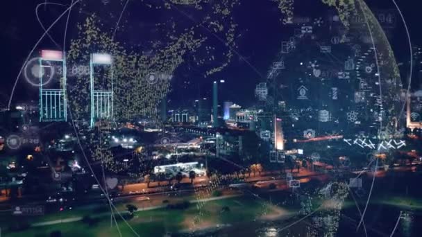 Sociální Infrastruktura Komunikační Technologie Iot Autonomní Doprava Vysoce Kvalitní Záběry — Stock video