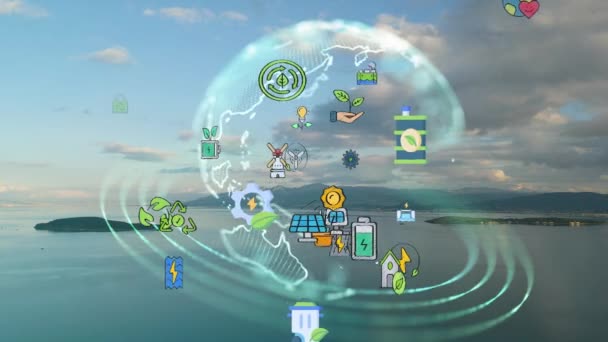 再生可能資源の技術を活用し 汚染や炭素排出量を削減することにより 将来の環境保全と持続可能なEsg近代化開発 高品質4K映像 — ストック動画