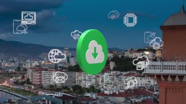 Bulut hesaplama konsepti. İletişim ağı. Yüksek kalite 4k görüntü